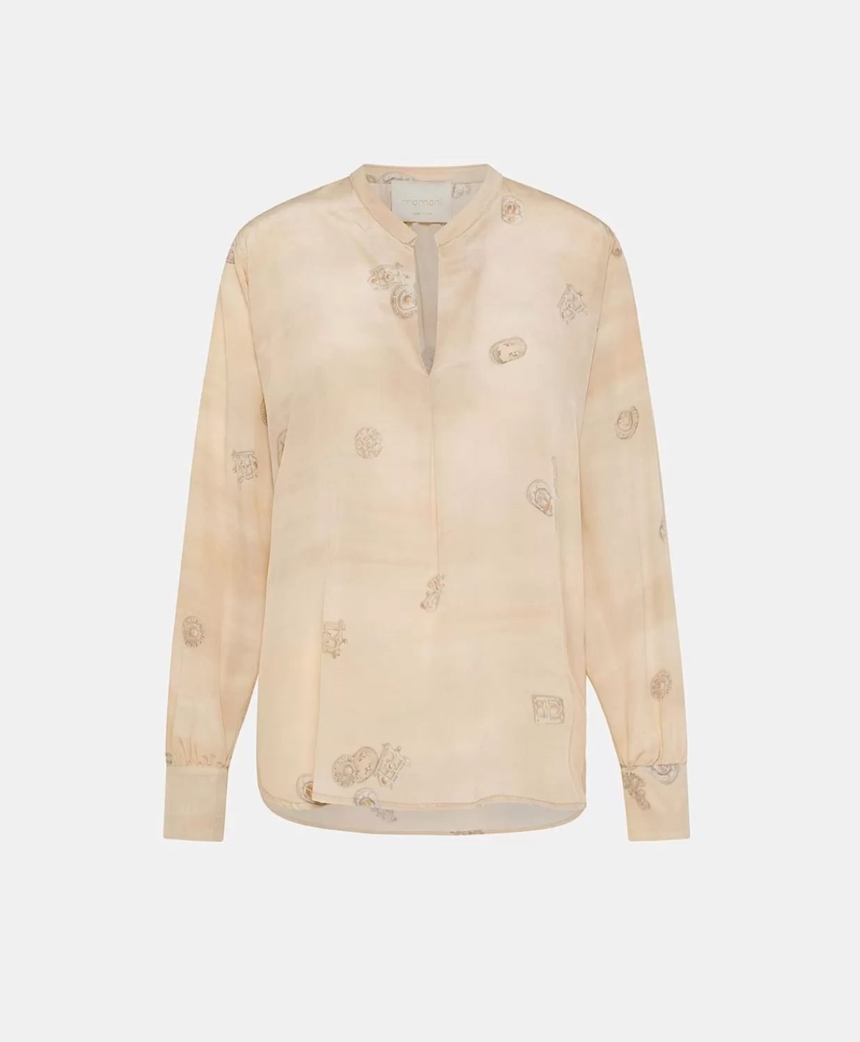 Bluse E Camicie>Momoni Blusa Alisha In Crepe De Chine - Beige Multicolor