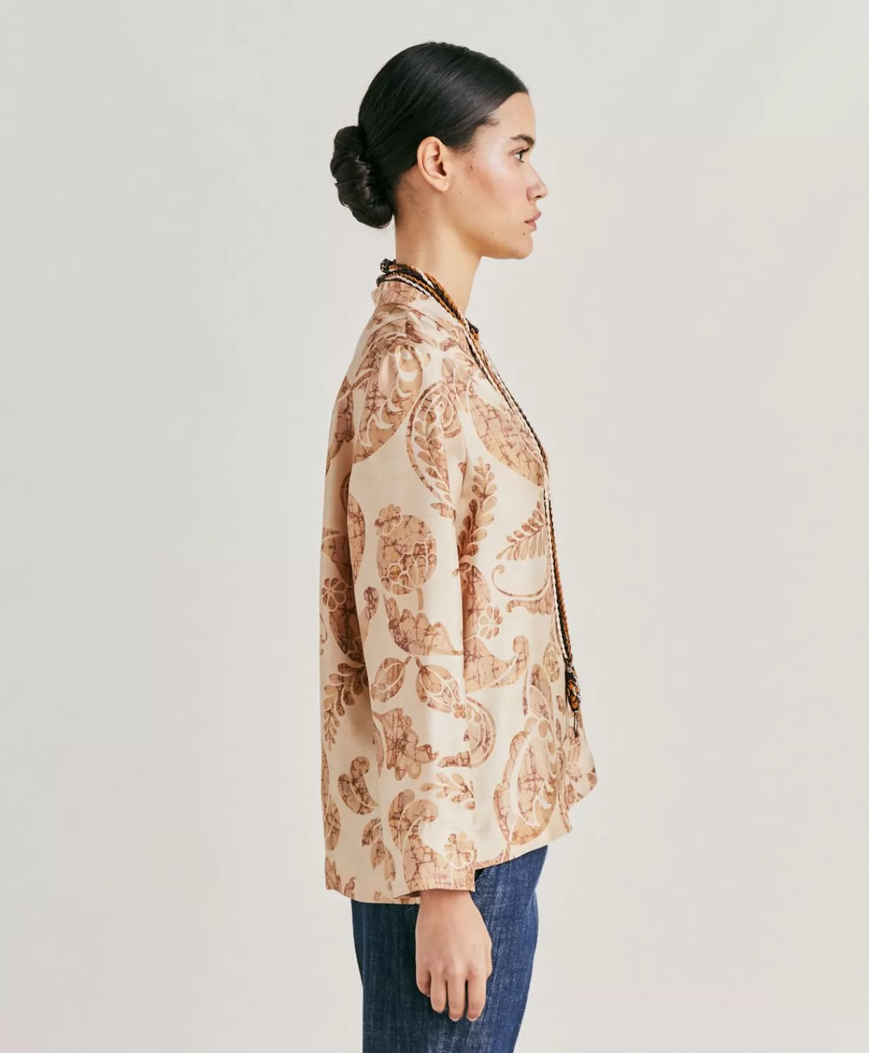 Bluse E Camicie>Momoni Blusa Ambroise In Twill Di Seta - Cipria Multicolor