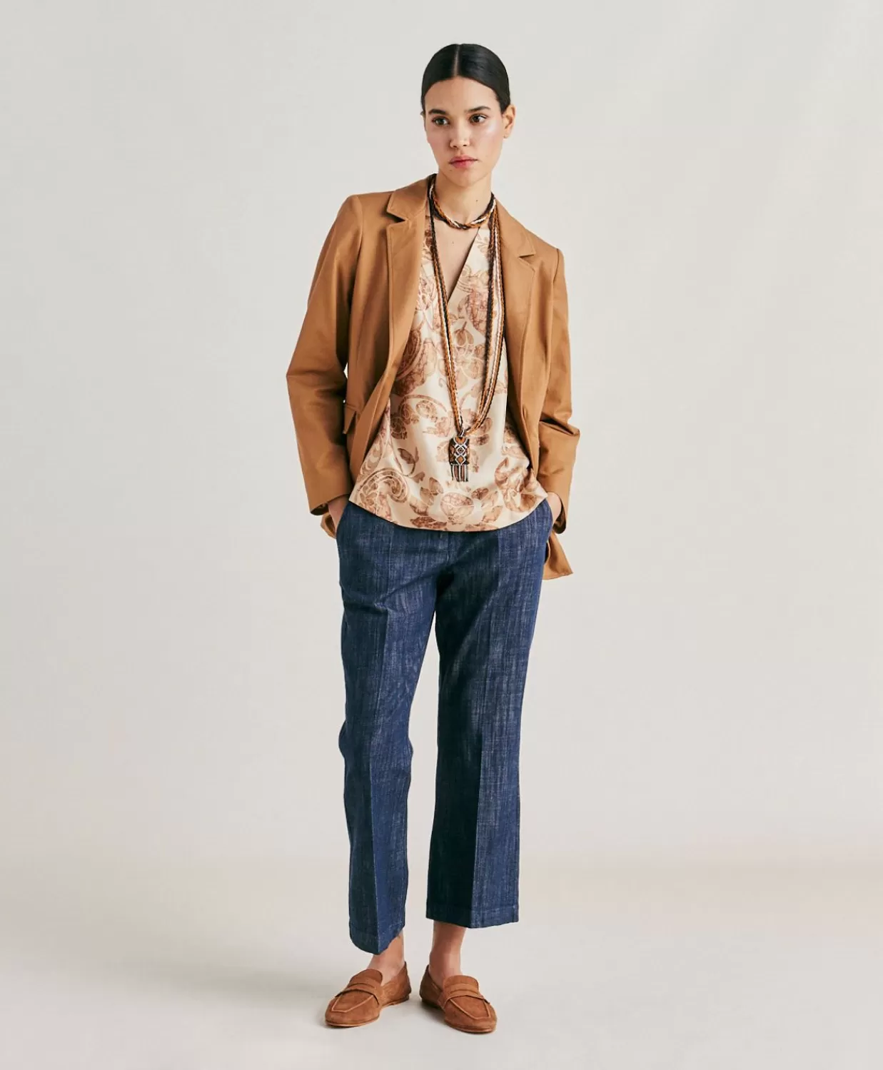 Bluse E Camicie>Momoni Blusa Ambroise In Twill Di Seta - Cipria Multicolor
