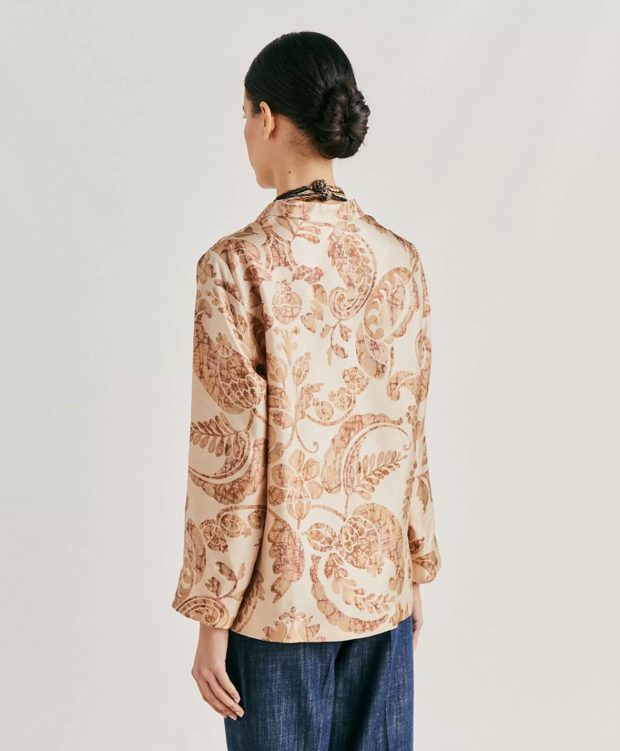 Bluse E Camicie>Momoni Blusa Ambroise In Twill Di Seta - Cipria Multicolor