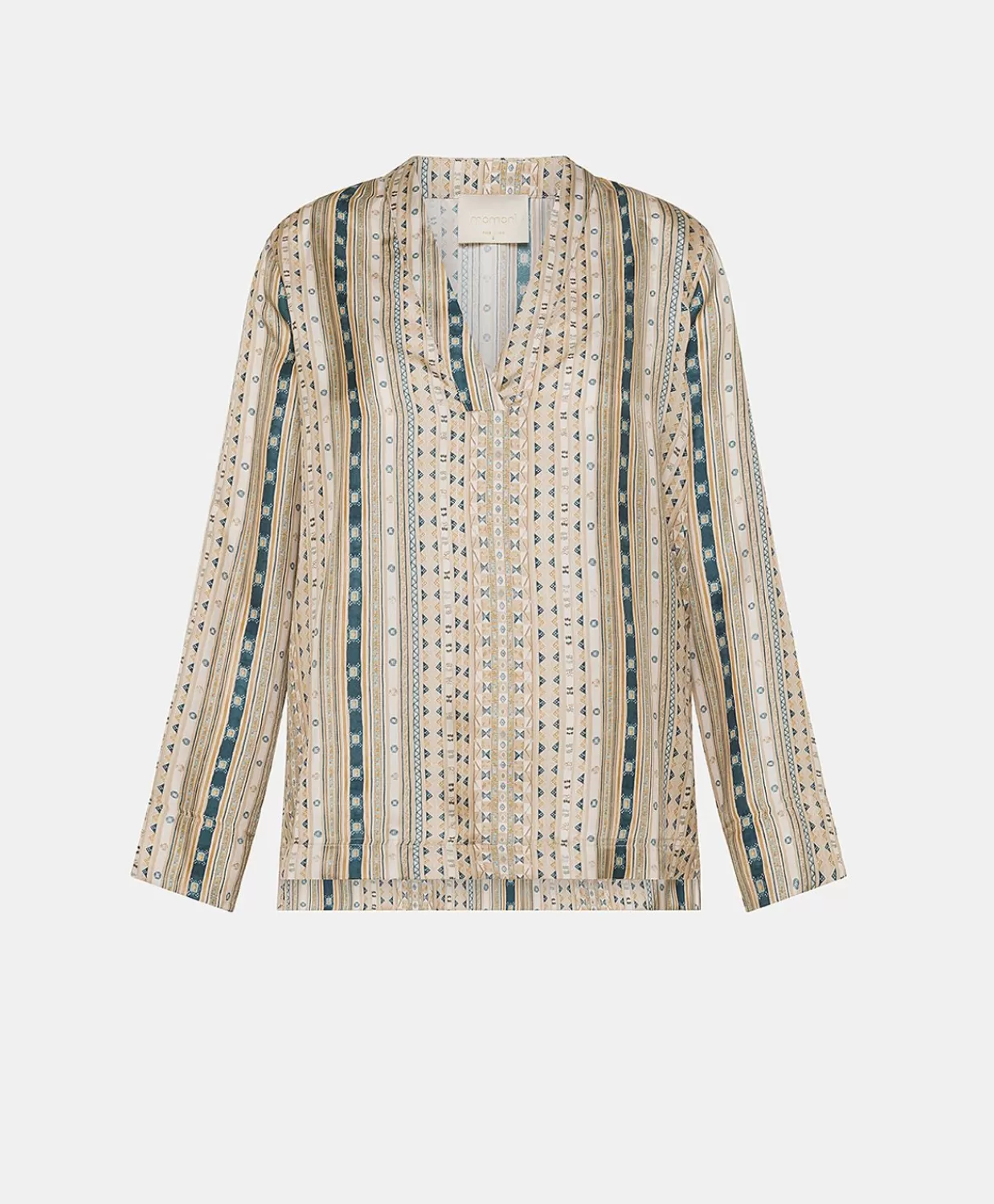 Bluse E Camicie>Momoni Blusa Ambroise In Twill Di Seta - Sabbia Multicolor