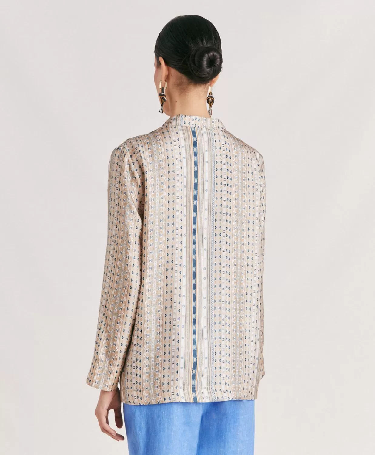 Bluse E Camicie>Momoni Blusa Ambroise In Twill Di Seta - Sabbia Multicolor