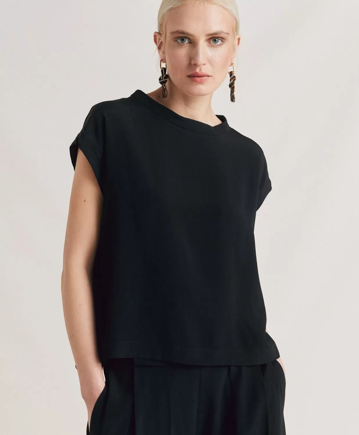 Bluse E Camicie>Momoni Blusa Curacao In Acetato Seta - Nero