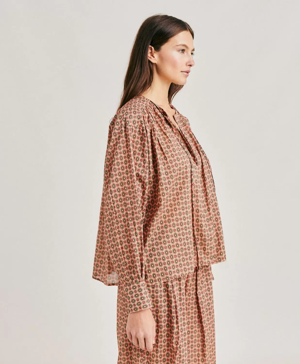 Bluse E Camicie>Momoni Blusa Gipsofilia In Voile Di Cotone Stampato - Corallo