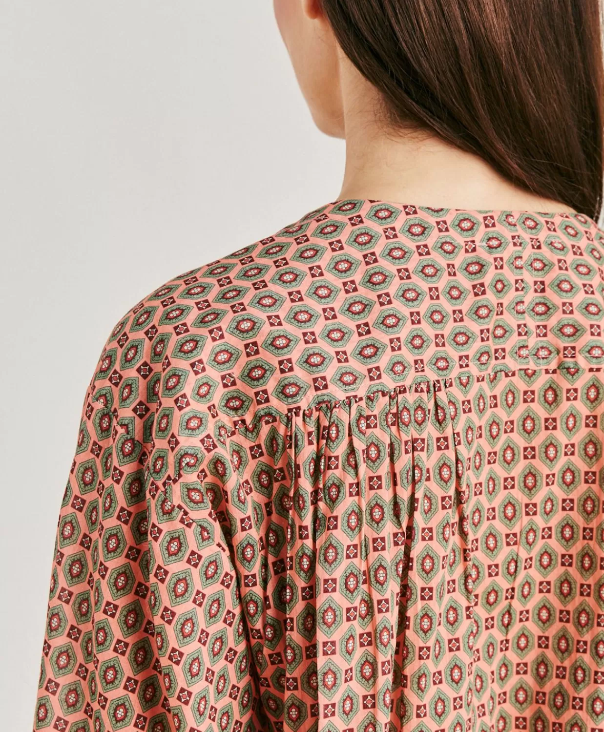 Bluse E Camicie>Momoni Blusa Gipsofilia In Voile Di Cotone Stampato - Corallo