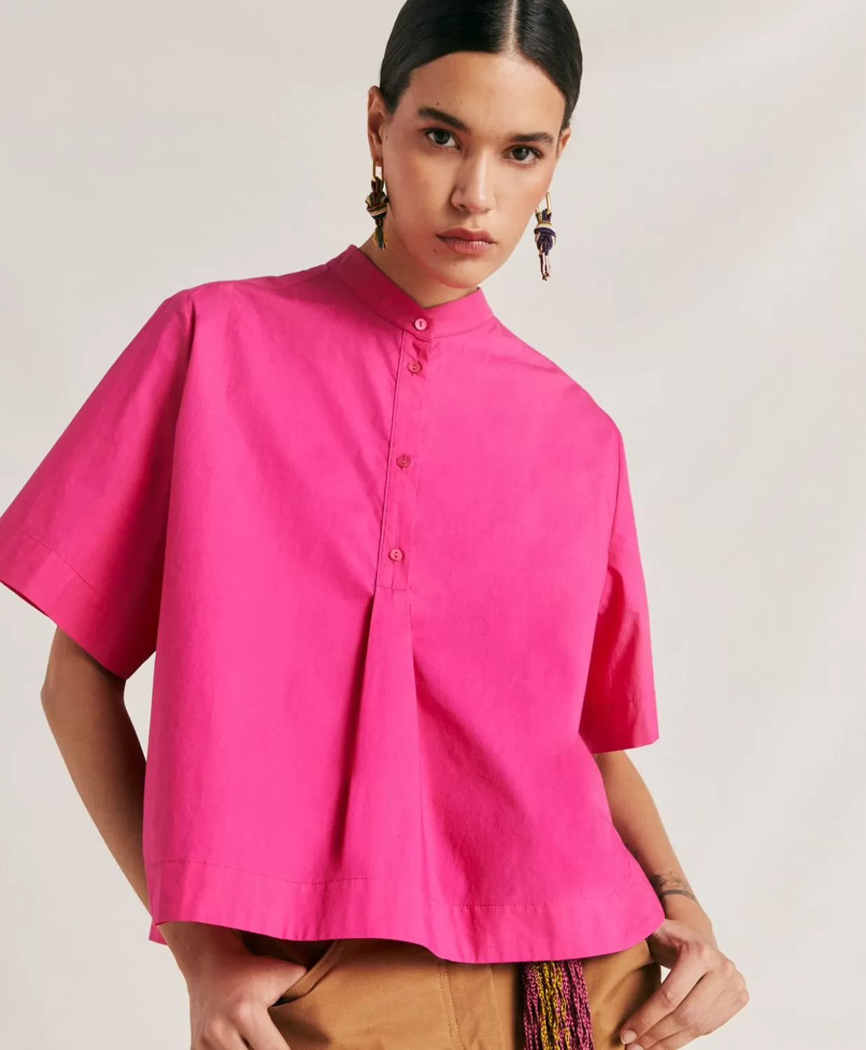 Bluse E Camicie>Momoni Blusa Mialli In Popeline - Fucsia