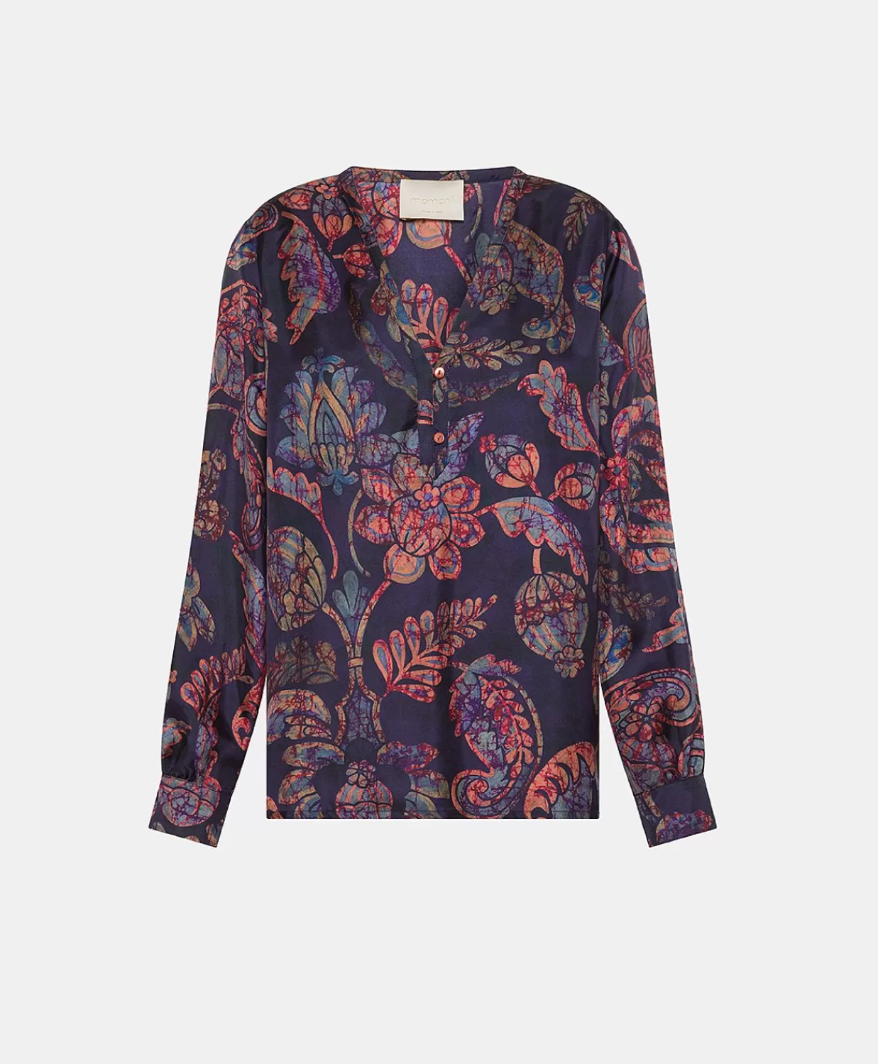 Completi E Talleur>Momoni Blusa Torret In Twill Di Seta - Blu Notte Multicolor