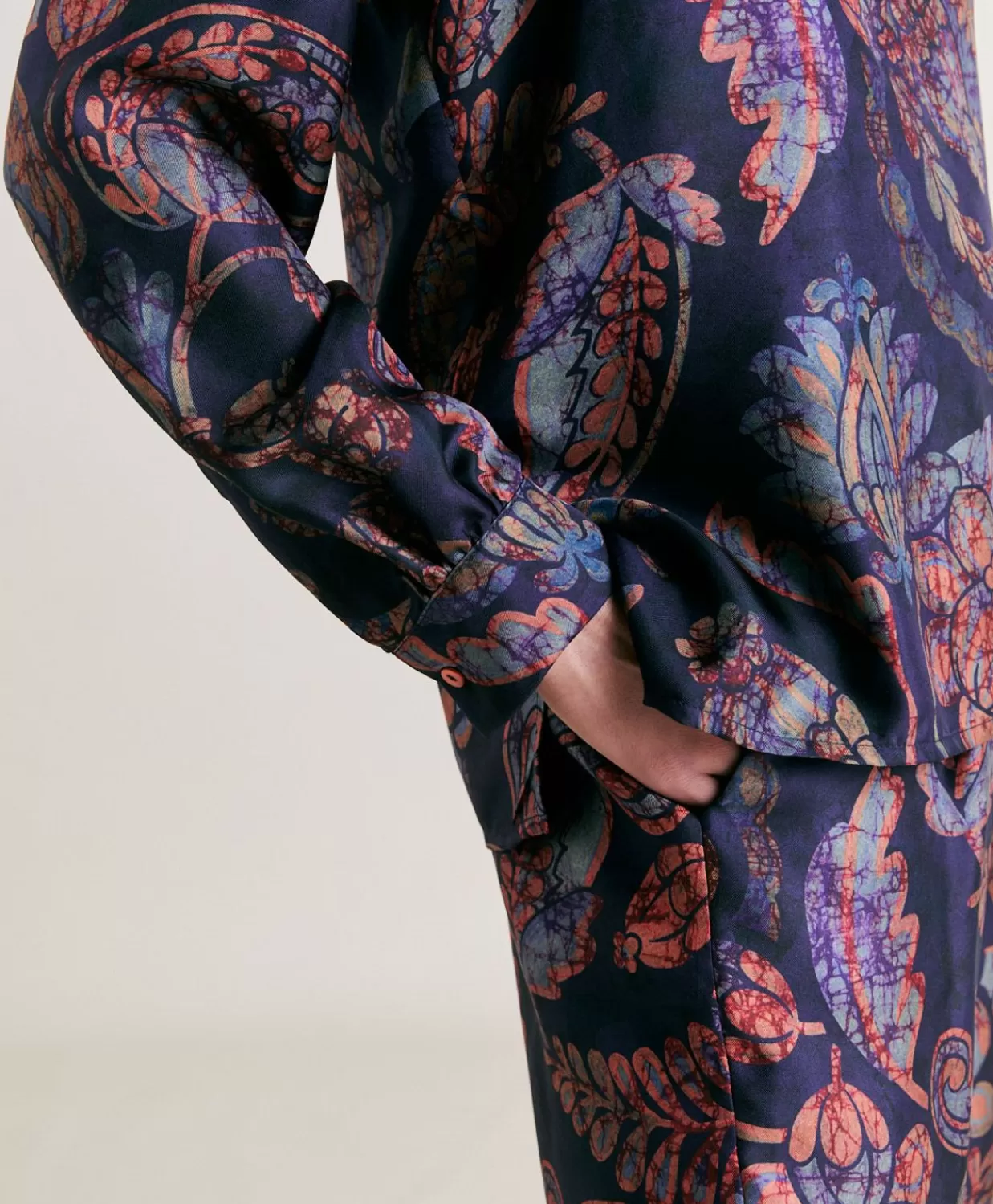 Completi E Talleur>Momoni Blusa Torret In Twill Di Seta - Blu Notte Multicolor