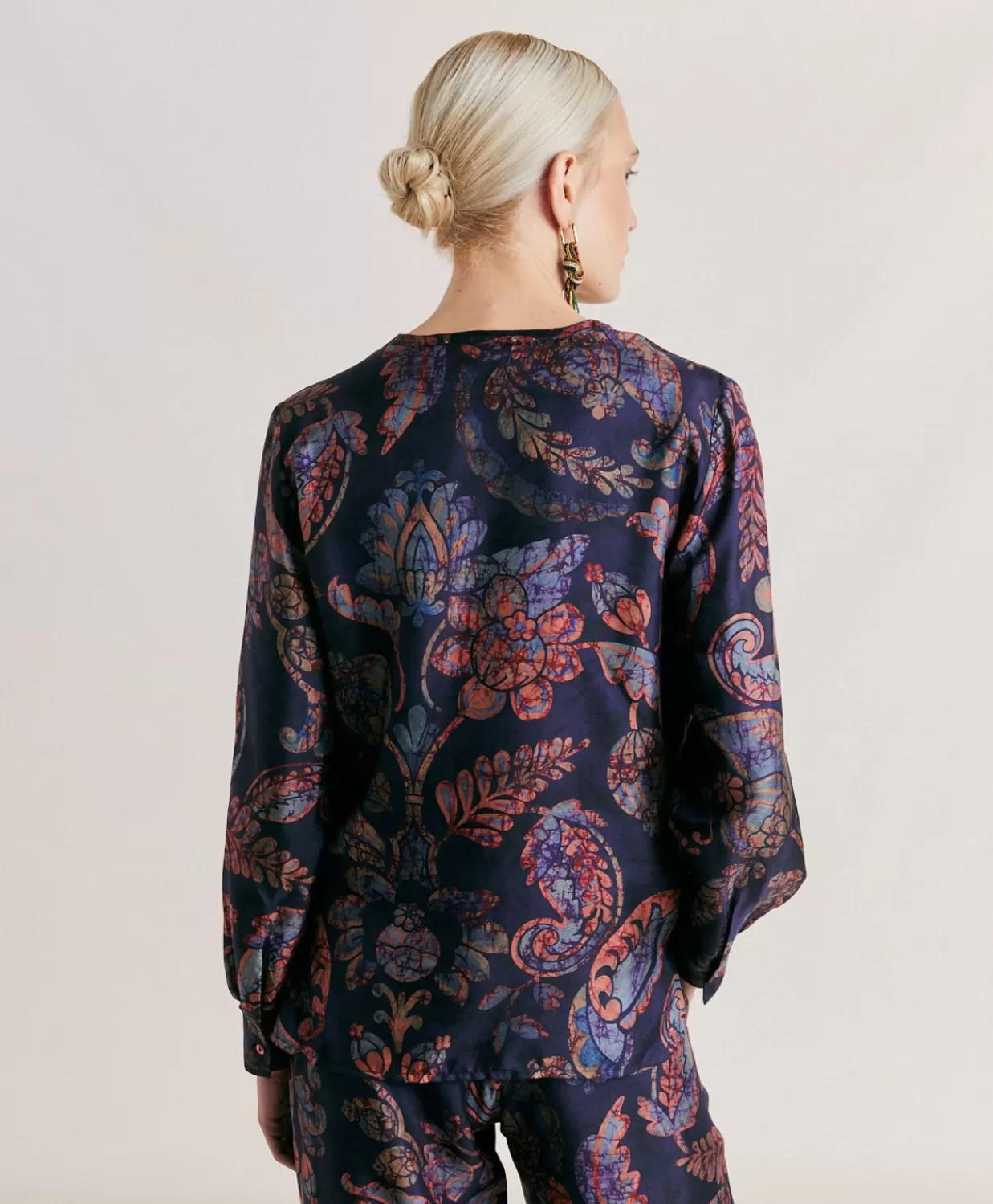 Completi E Talleur>Momoni Blusa Torret In Twill Di Seta - Blu Notte Multicolor