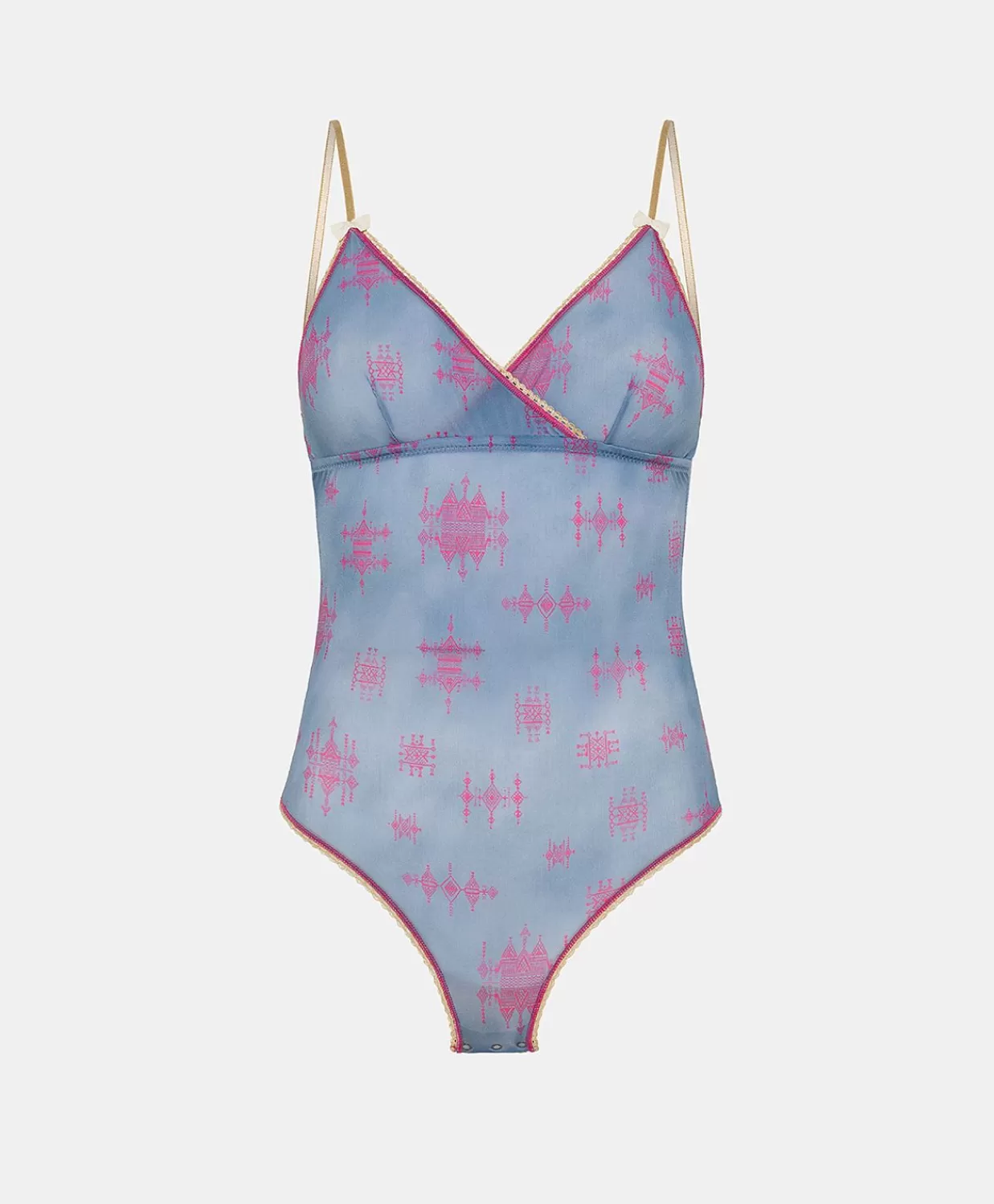 Body E Tute>Momoni Body Tore In Nylon Stampato - Bluette/Fucsia