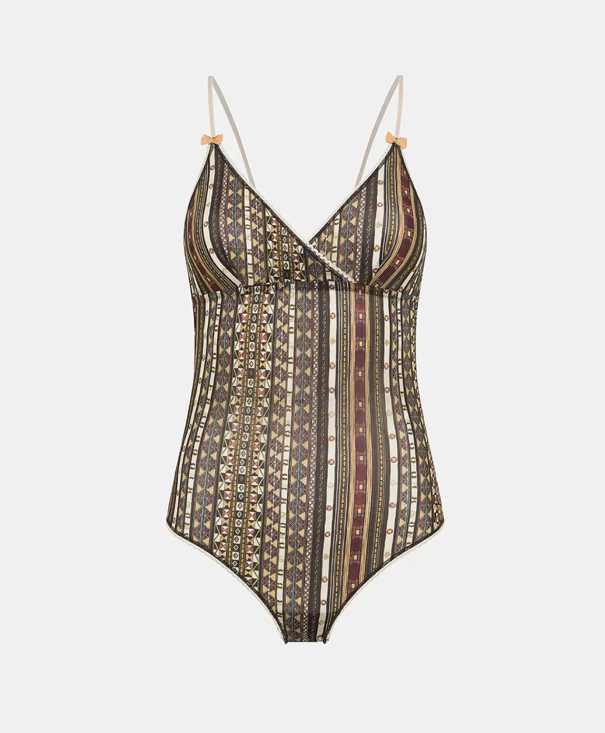 Body E Tute>Momoni Body Tore In Nylon Stampato - Nero Multicolor