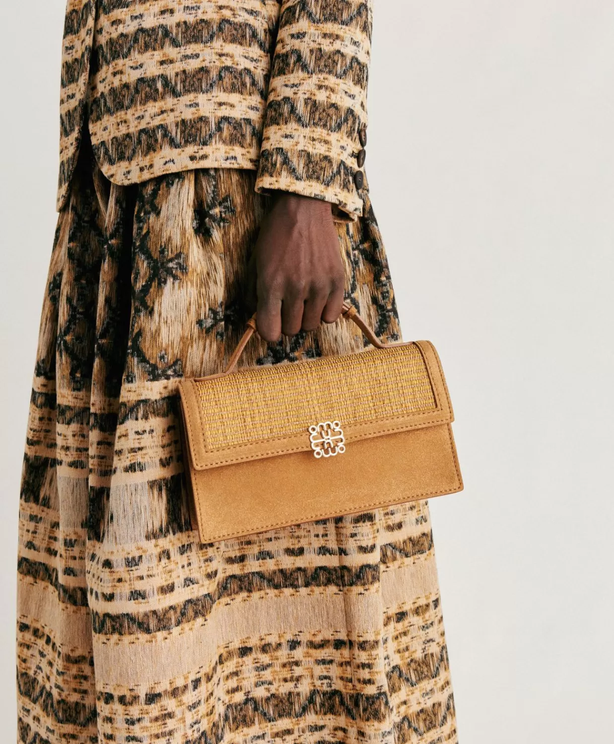 Borse E Pochette>Momoni Borsa A Tracolla Sophie In Pelle Lame' E Raffia - Caramello
