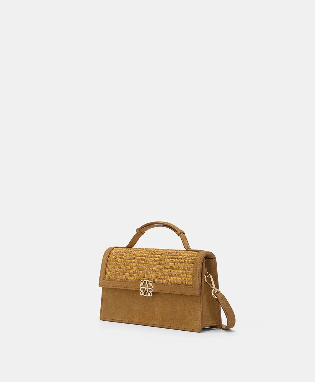 Borse E Pochette>Momoni Borsa A Tracolla Sophie In Pelle Lame' E Raffia - Caramello
