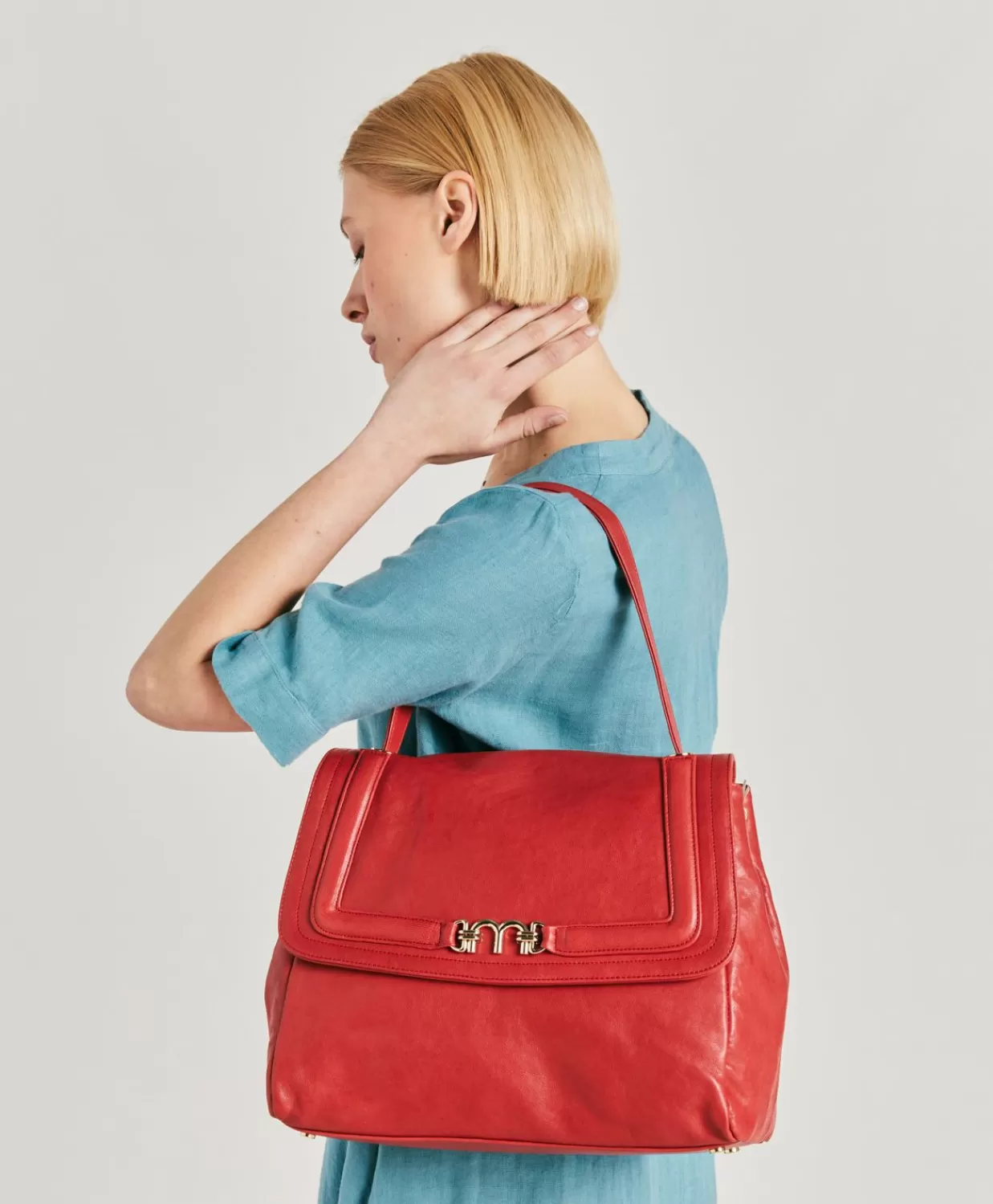 Borse E Pochette>Momoni Borsa Flore Bag In Pelle - Rosso