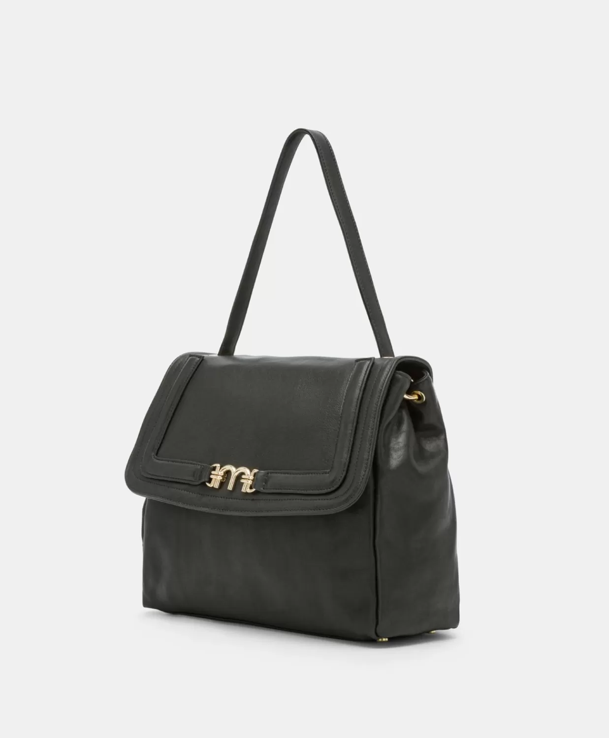 Borse E Pochette>Momoni Borsa Flore In Pelle - Nero