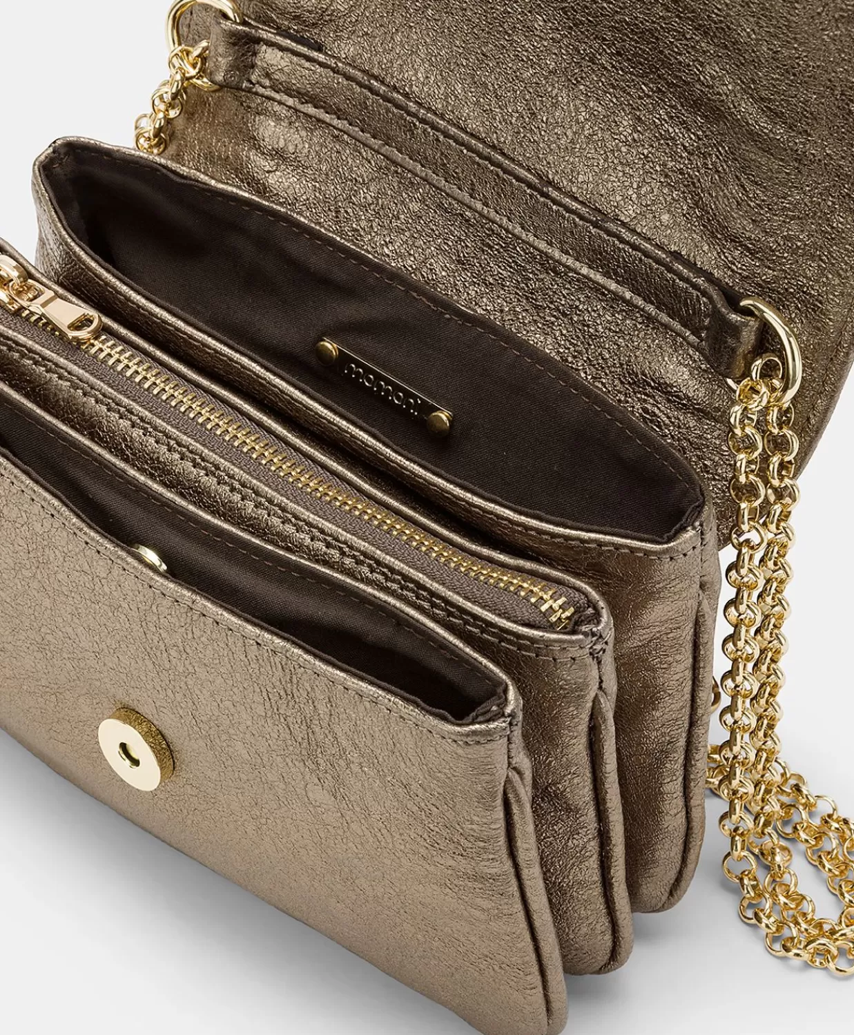 Borse E Pochette>Momoni Borsa Mimi Flore In Pelle Laminata - Canna Fucile