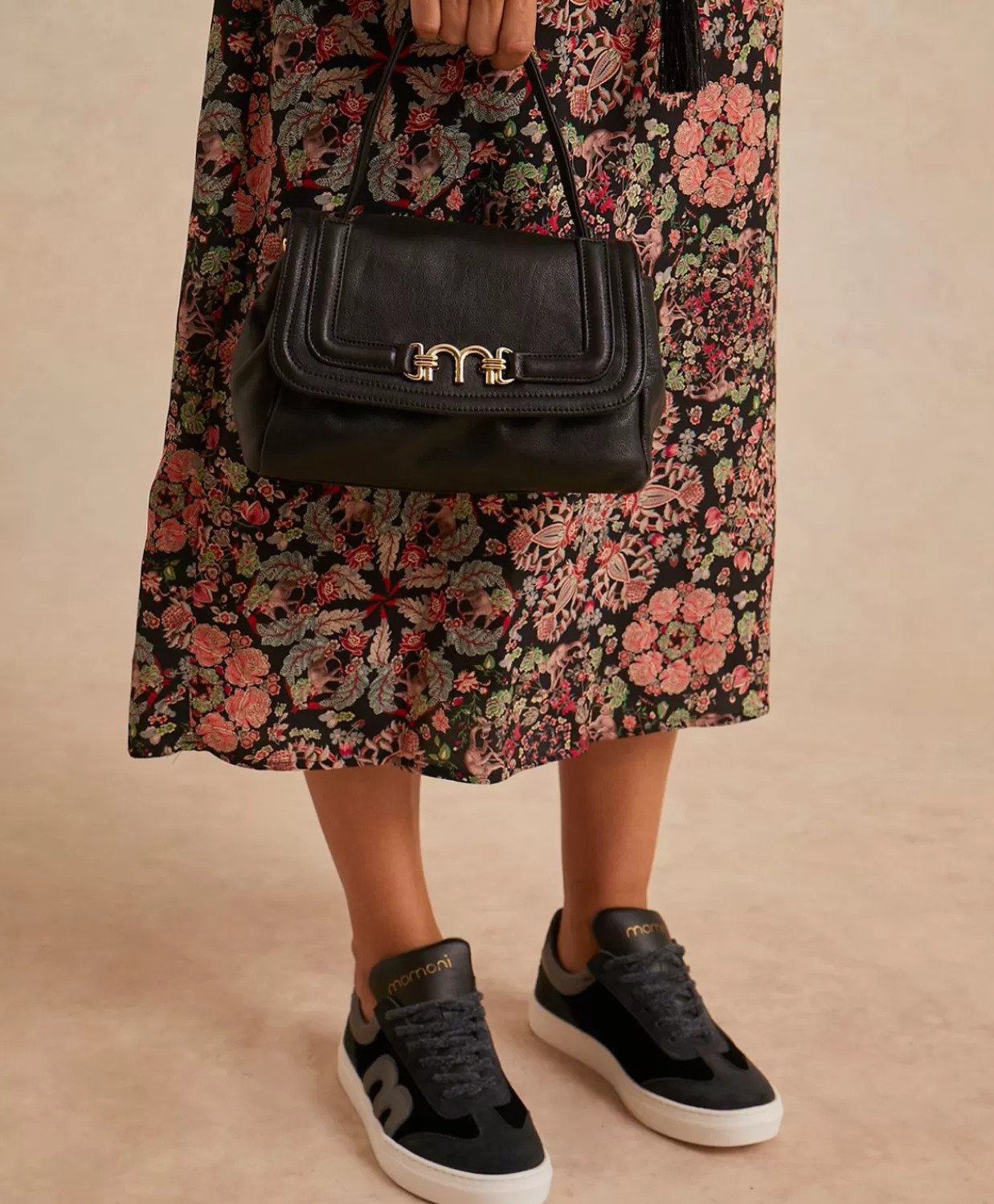 Borse E Pochette>Momoni Borsa Petit Flore In Pelle - Nero