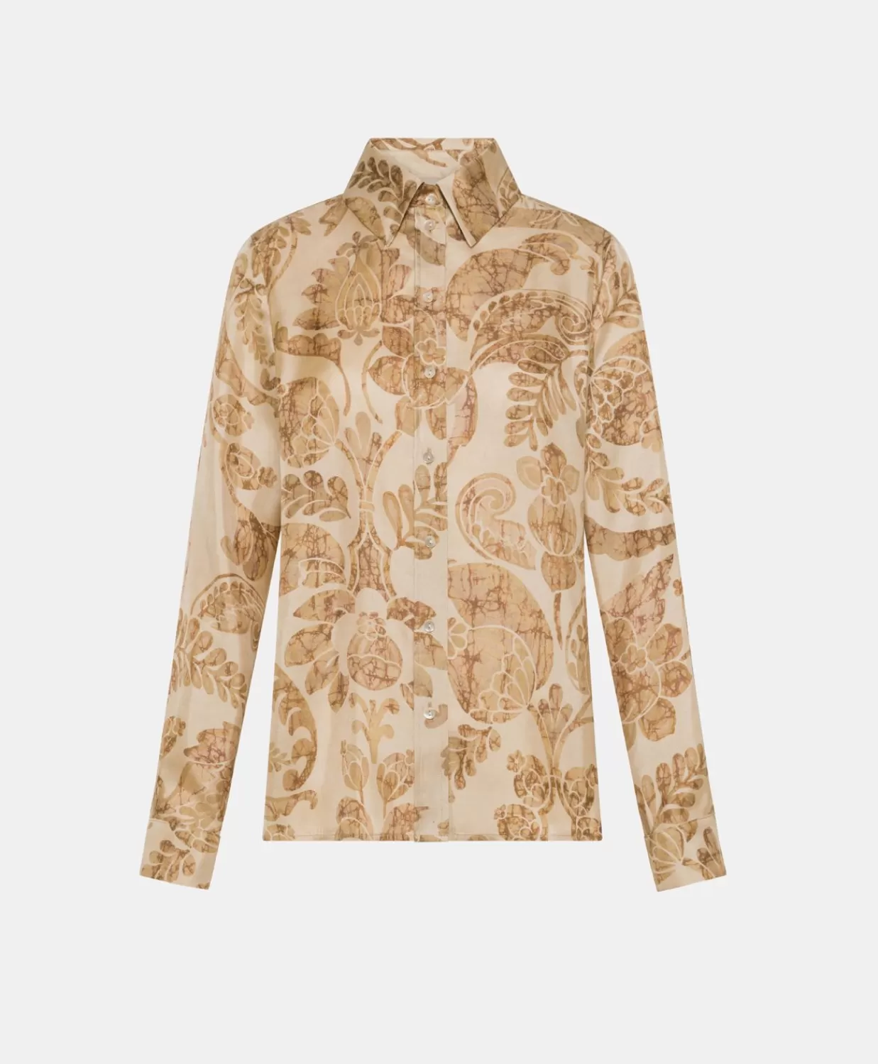 Bluse E Camicie>Momoni Camicia Arles In Twill Di Seta - Cipria Multicolor