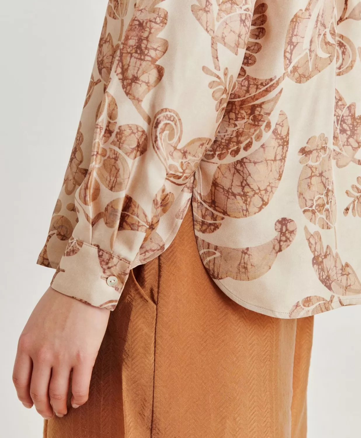 Bluse E Camicie>Momoni Camicia Arles In Twill Di Seta - Cipria Multicolor