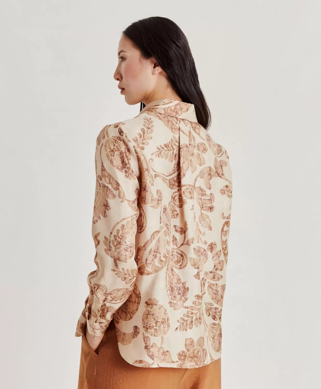 Bluse E Camicie>Momoni Camicia Arles In Twill Di Seta - Cipria Multicolor