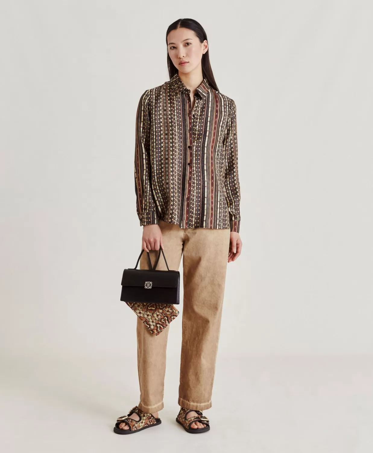 Bluse E Camicie>Momoni Camicia Arles In Twill Di Seta - Nero Multicolor