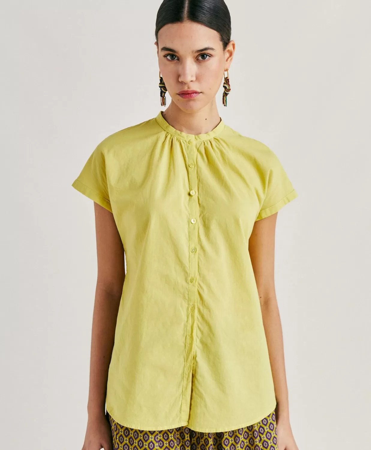 Bluse E Camicie>Momoni Camicia Artora Con Voile Di Cotone - Acido