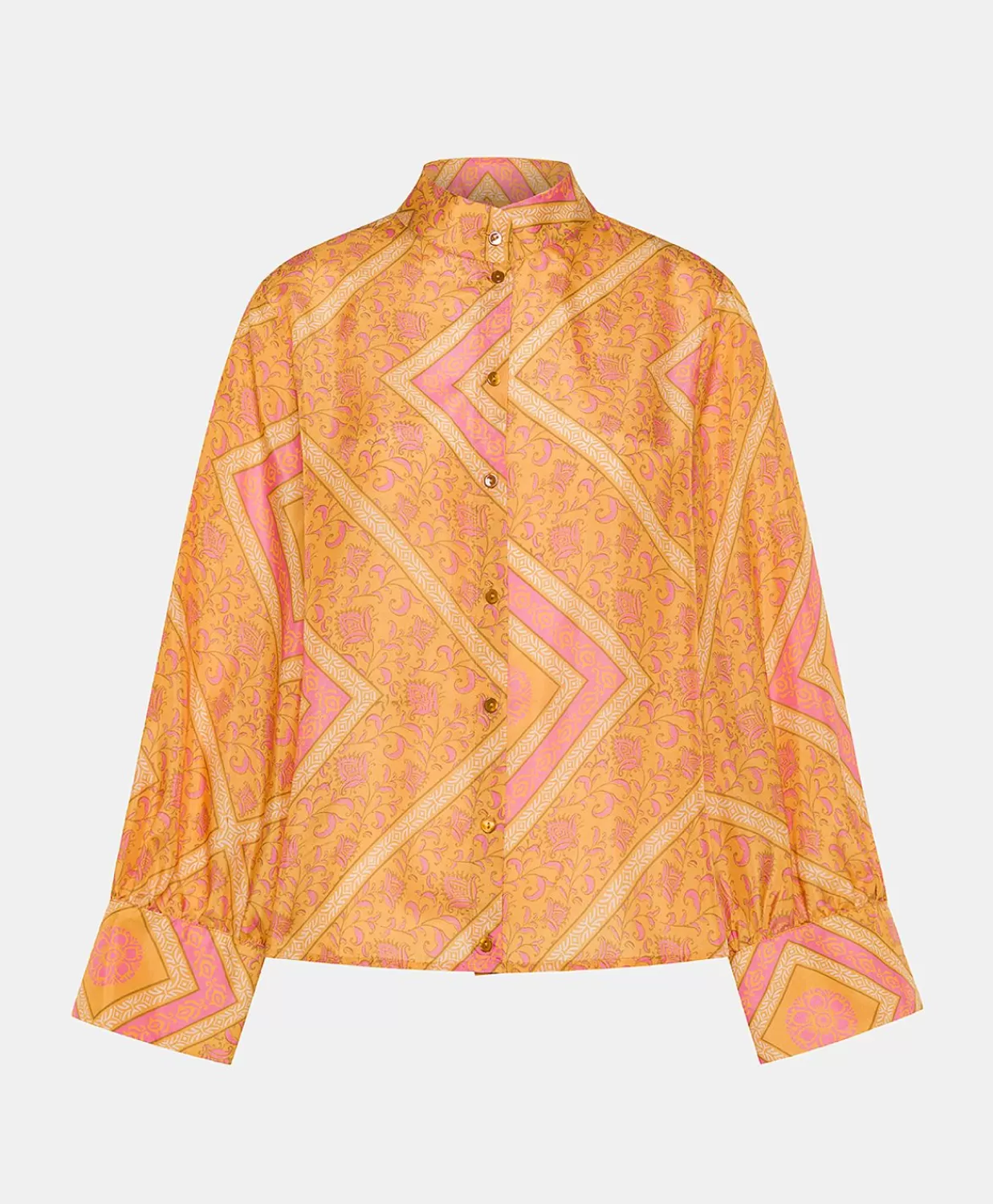 Bluse E Camicie>Momoni Camicia Franklin In Haboutai Di Seta - Arancio/Fucsia