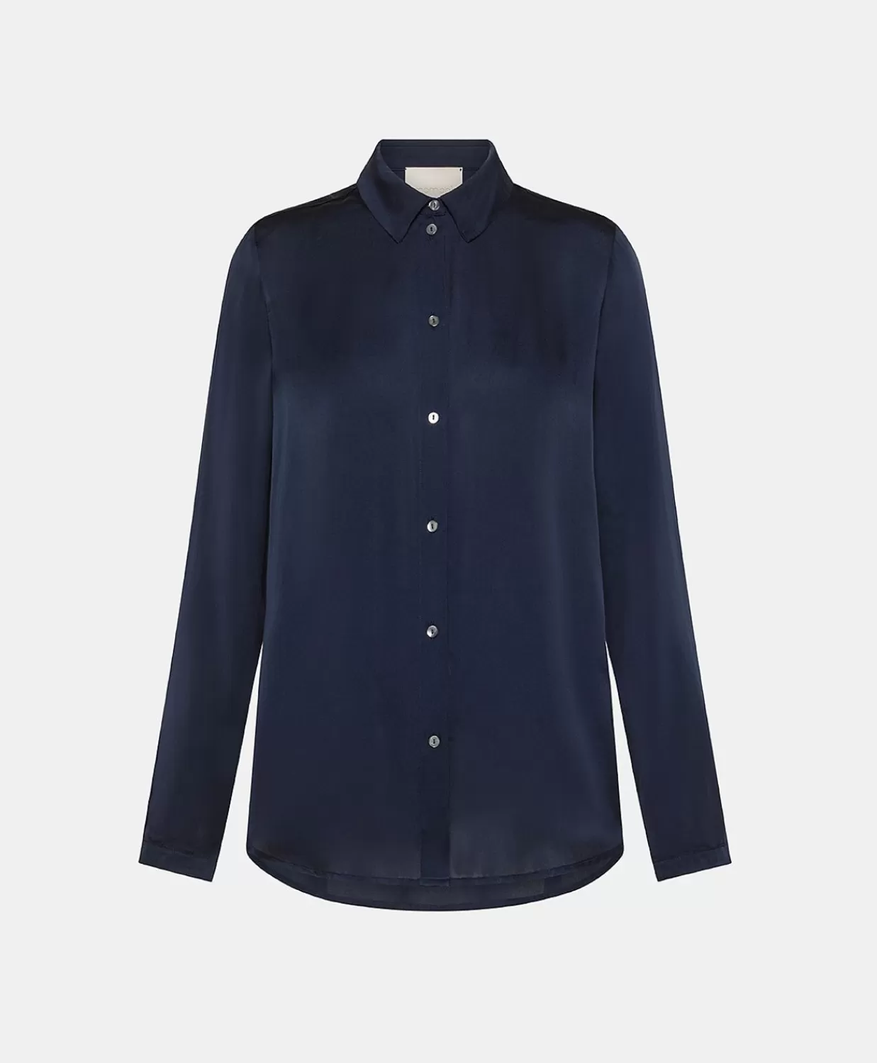 Bluse E Camicie>Momoni Camicia Meudon In Seta Unita - Blu Notte