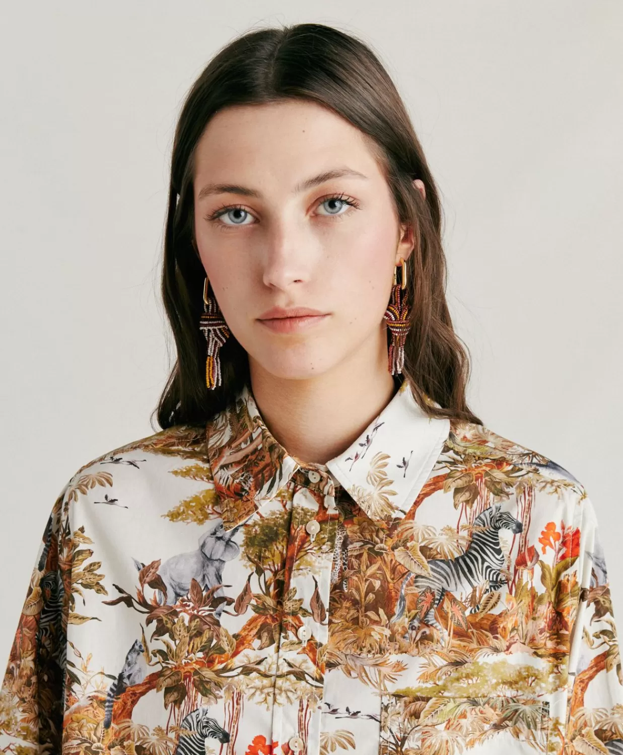 Completi E Talleur>Momoni Camicia Ostina In Popeline - Panna / Multicolor