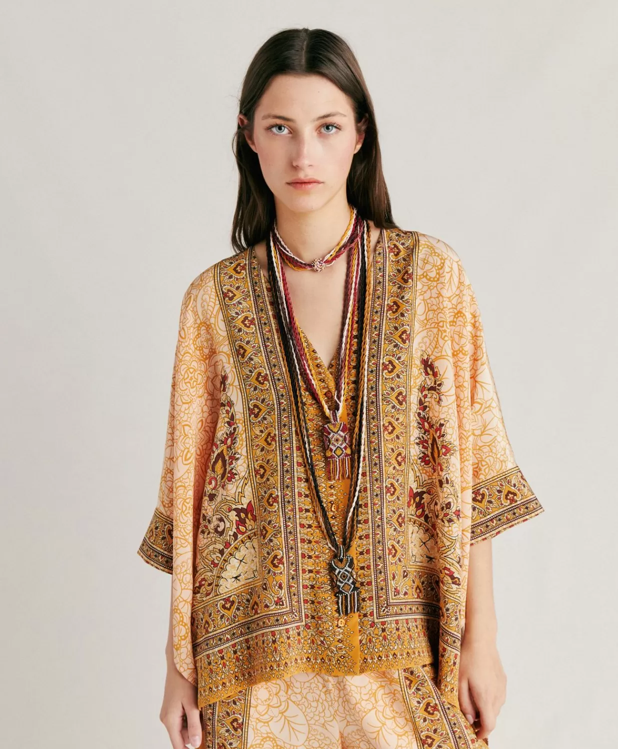 Bluse E Camicie>Momoni Camicia Ray In Crepe De Chine - Bruciato/Multicolor
