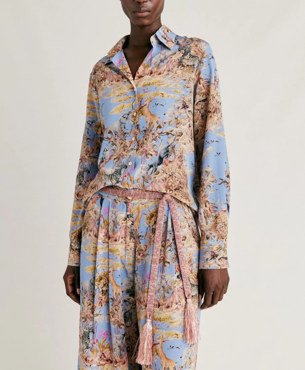 Bluse E Camicie>Momoni Camicia Shirt In Crepe De Chine - Ceruleo Multicolor