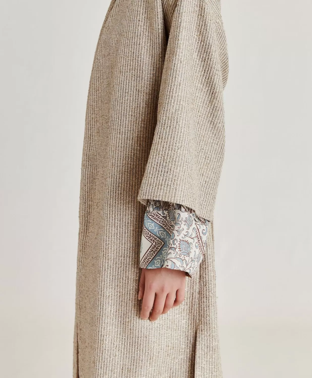 Trench E Cappotti>Momoni Cappotto Calla A Stuoia Lurex - Sabbia Multicolor