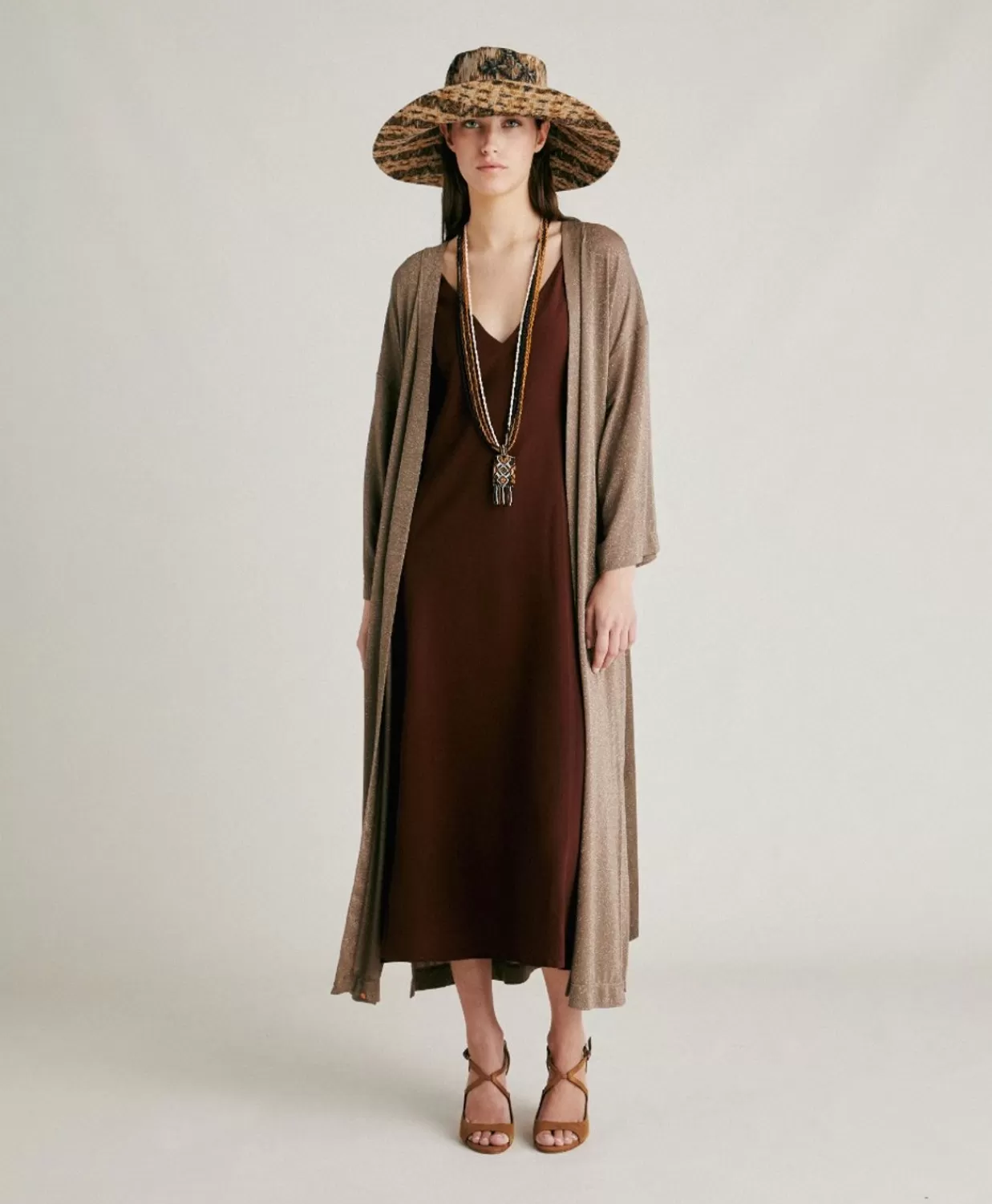 Trench E Cappotti>Momoni Cappotto Calla In Jersey Lurex - Fango