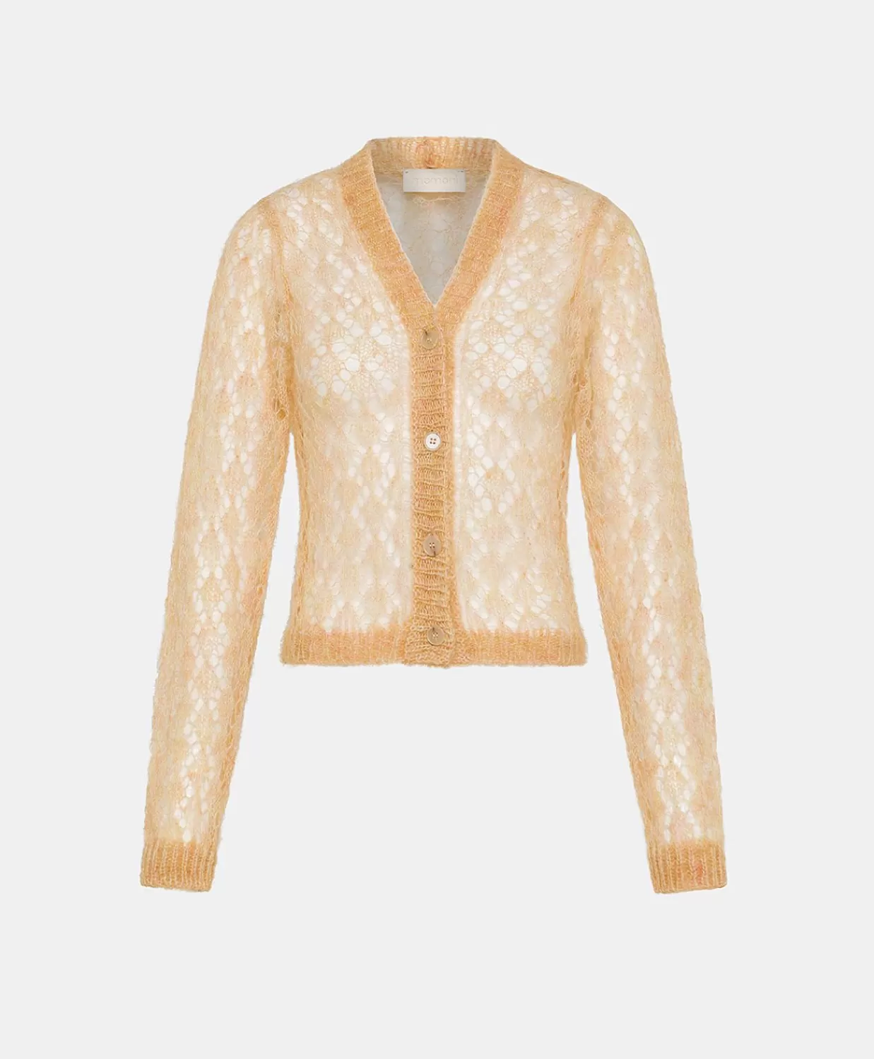 Maglieria>Momoni Cardigan Altea In Soft Mohair - Arancio