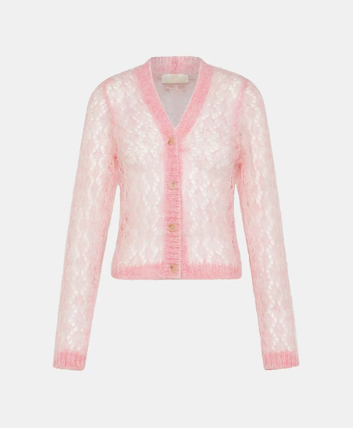 Maglieria>Momoni Cardigan Altea In Soft Mohair - Rosa Baby