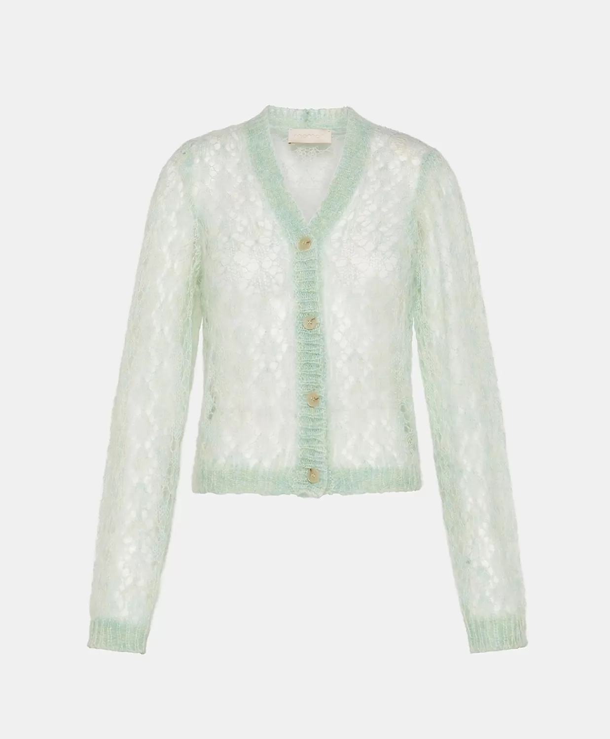 Maglieria>Momoni Cardigan Altea In Soft Mohair - Turchese