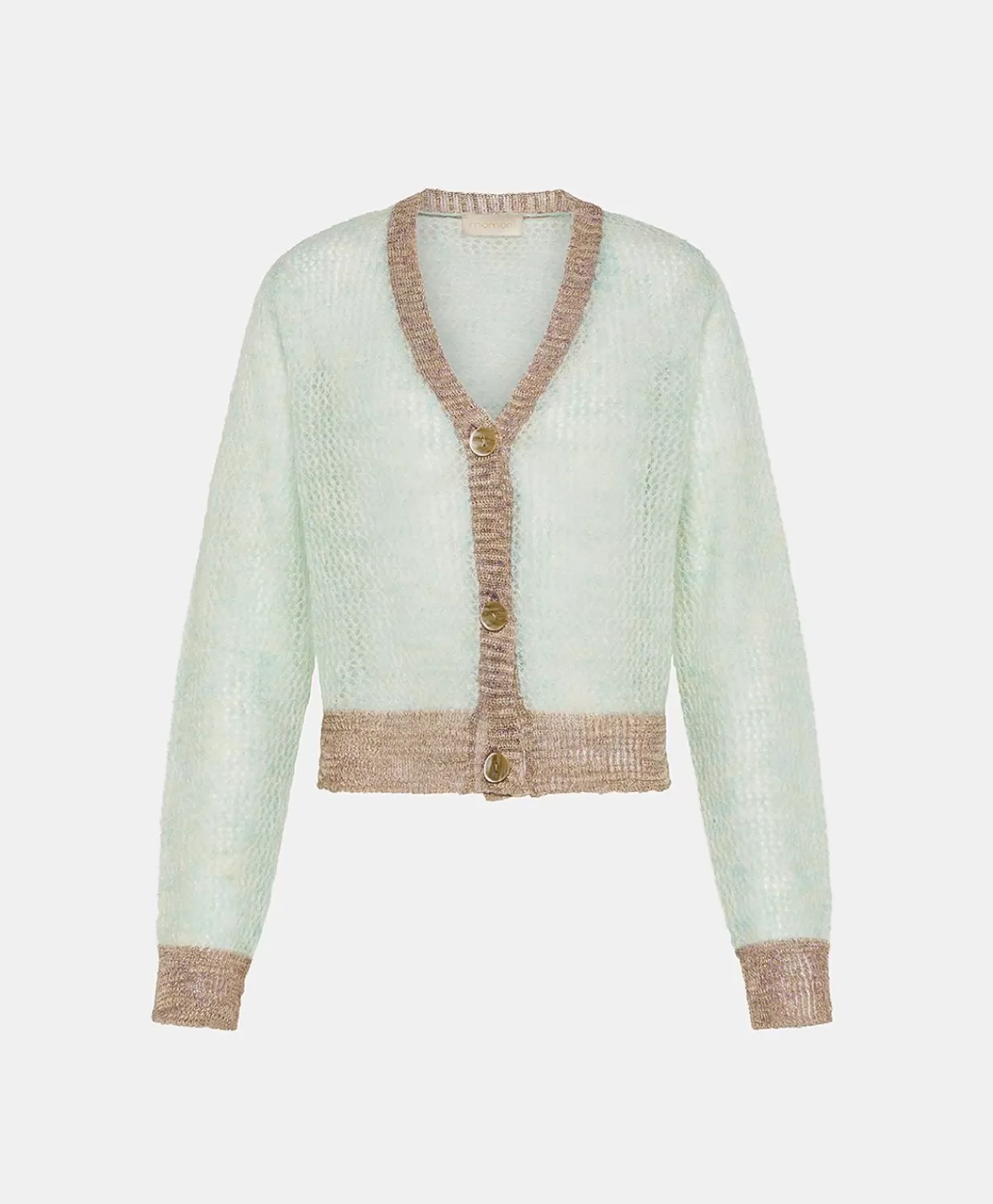 Maglieria>Momoni Cardigan Dream In Soft Mohair - Turchese