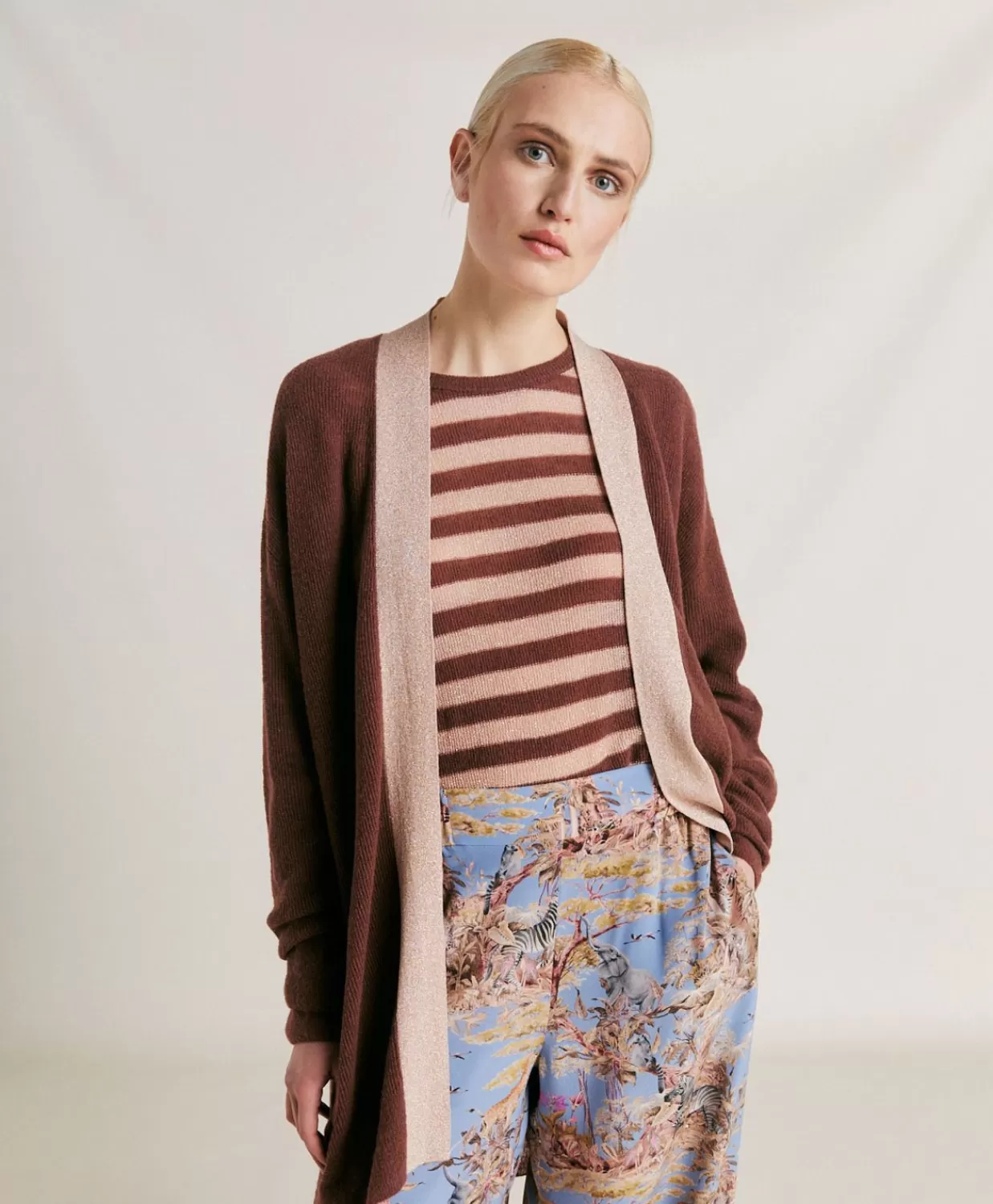 Maglieria>Momoni Cardigan Flossy Perlata Dettagli Lurex - Glace'