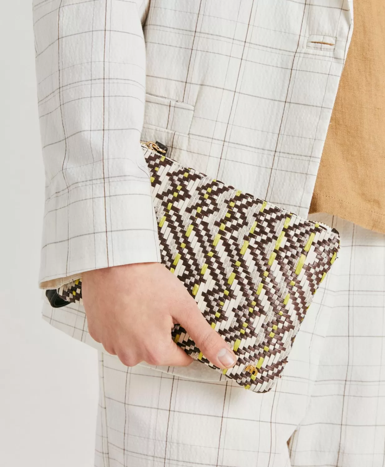 Borse E Pochette>Momoni Clutch Fragua Con Intreccio - Marrone / Multicolor
