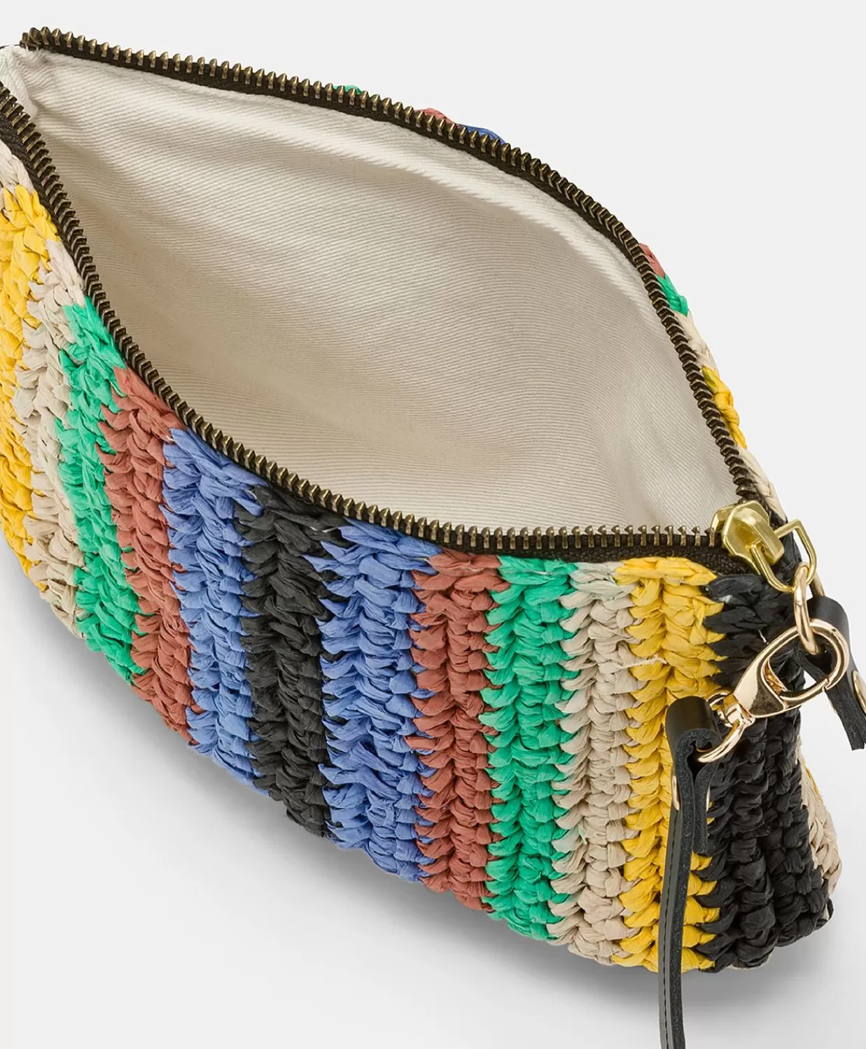 Borse E Pochette>Momoni Clutch Yamir In Raffia A Righe - Multicolor