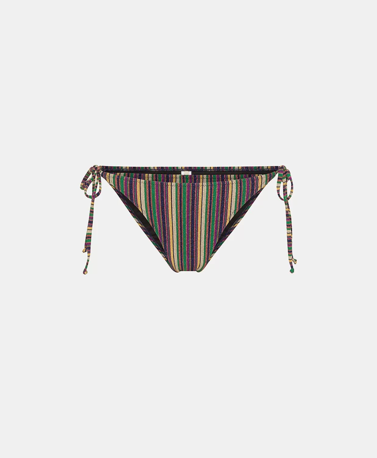 Costumi Da Bagno>Momoni Costume Malene Slip In Jersey Lurex A Righe - Multicolor Verde