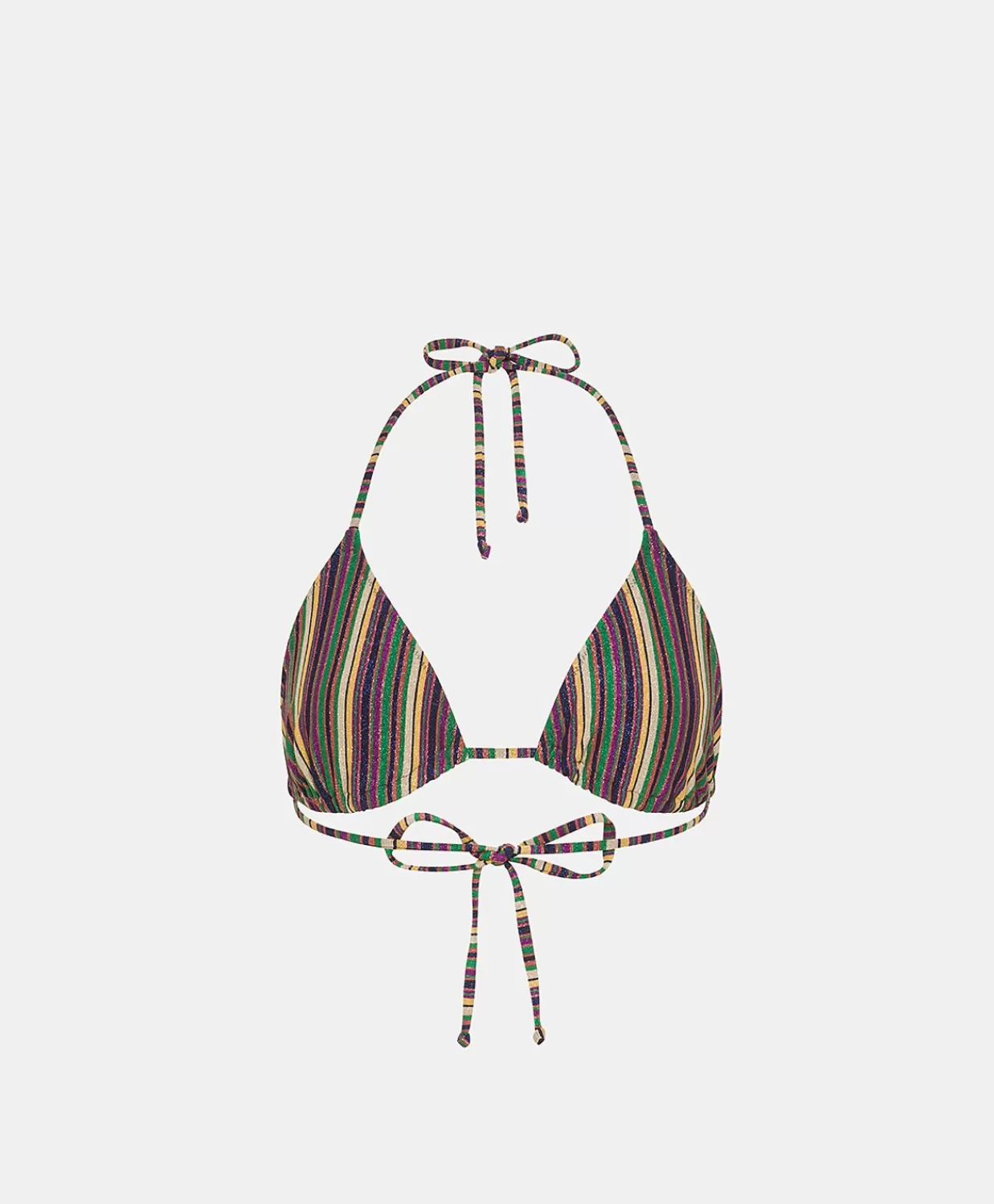 Costumi Da Bagno>Momoni Costume Marine A Triangolo In Jersey Lurex A Righe - Multicolor Verde