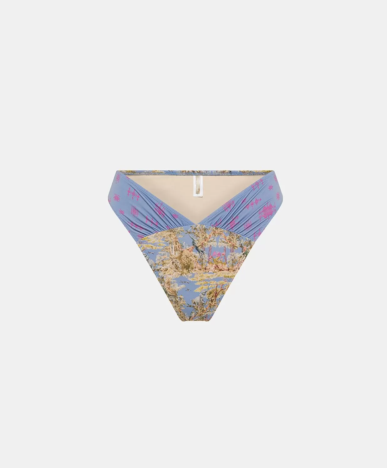 Costumi Da Bagno>Momoni Costume Serina Slip Con Sgambatura Alta - Multicolor Azzurro