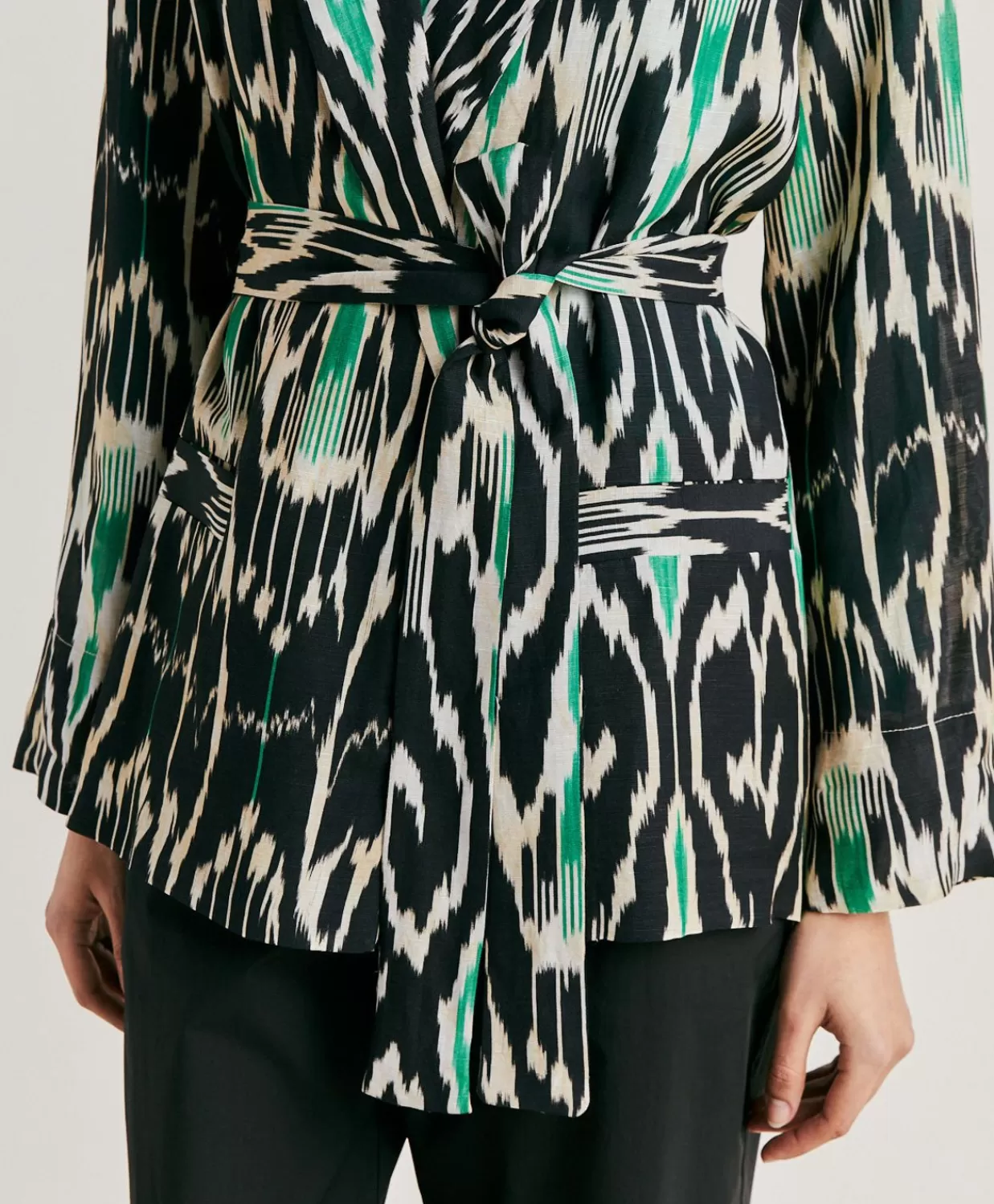 Giacche>Momoni Giacca Cristal In Viscosa Lino - Nero Multicolor