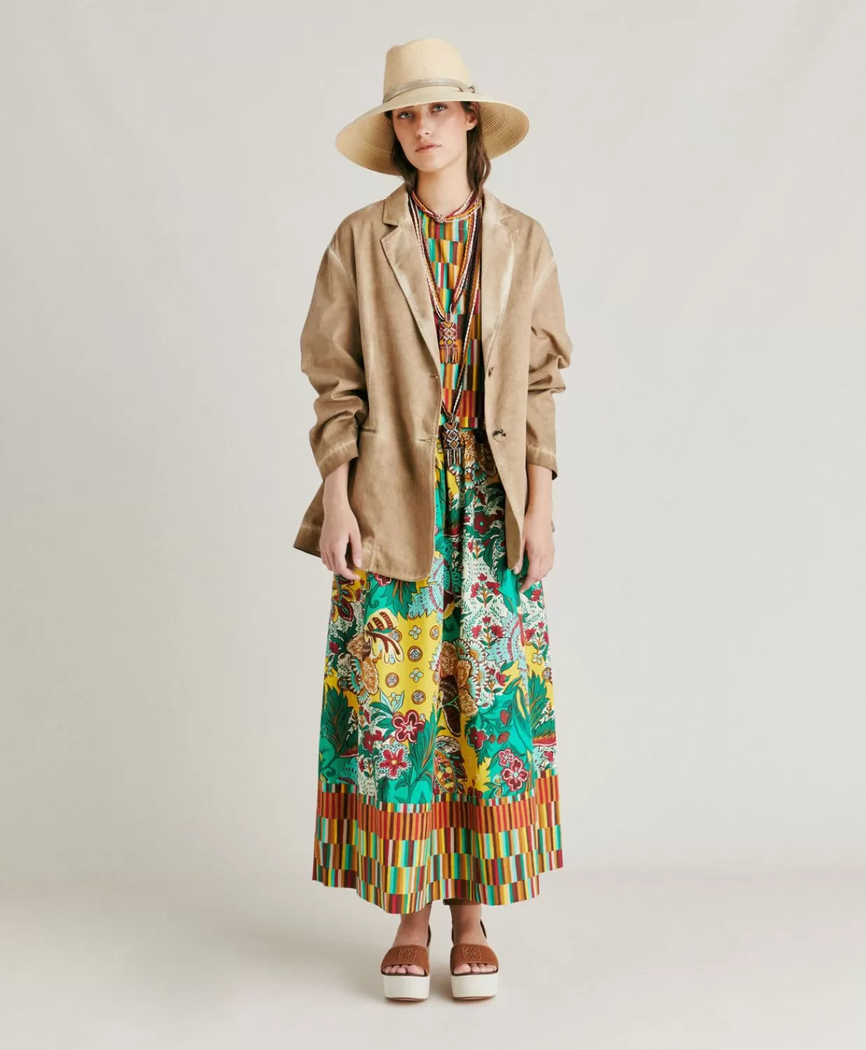 Gonne>Momoni Gonna Iris In Popeline - Multicolor Giallo