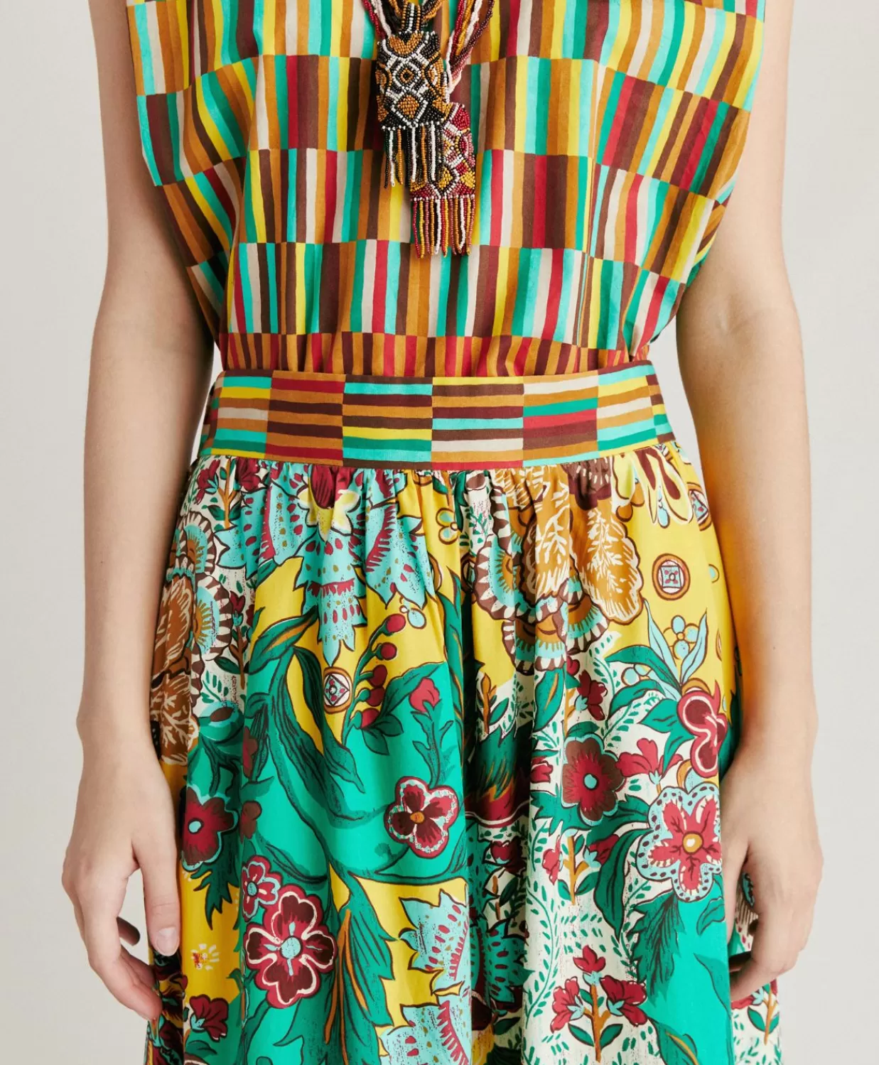 Gonne>Momoni Gonna Iris In Popeline - Multicolor Giallo