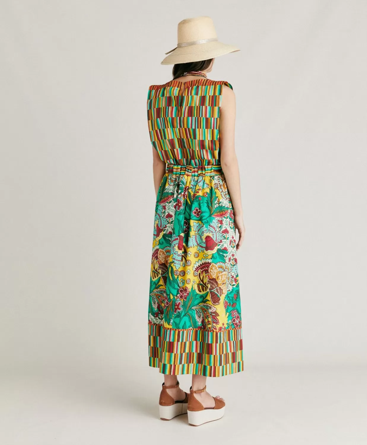 Gonne>Momoni Gonna Iris In Popeline - Multicolor Giallo
