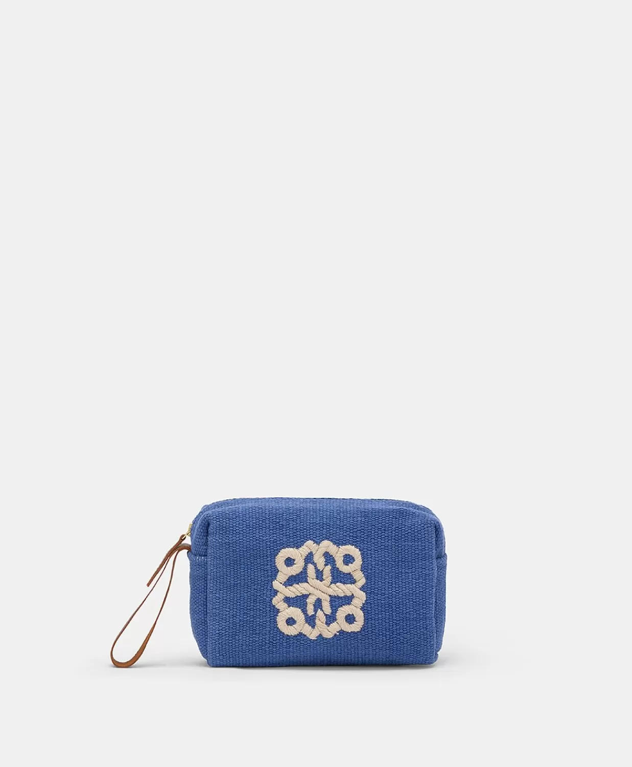 Borse E Pochette>Momoni Make Up Bag Pira In Canvas Con Ricamo - Bluette