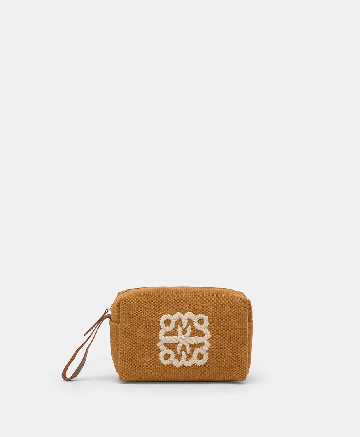 Borse E Pochette>Momoni Make Up Bag Pira In Canvas Con Ricamo - Brandy