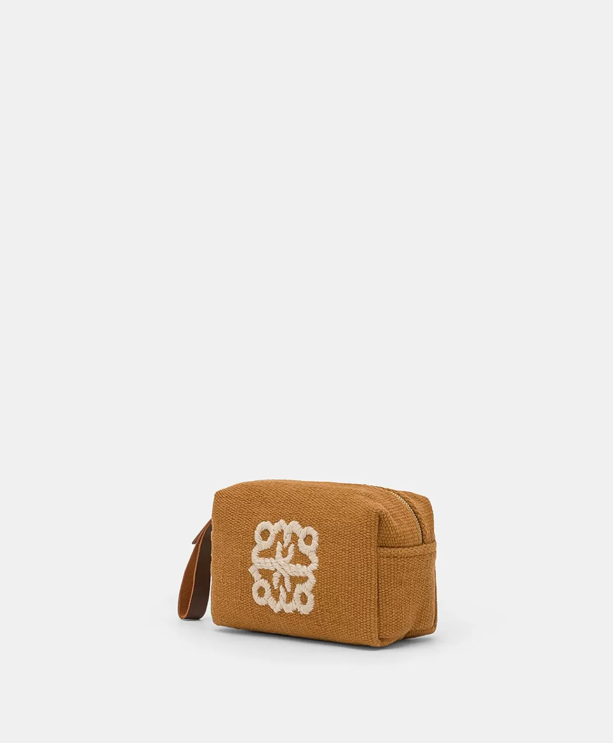Borse E Pochette>Momoni Make Up Bag Pira In Canvas Con Ricamo - Brandy